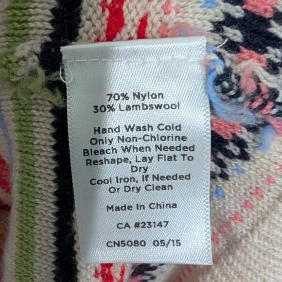 Talbots Fair Isle Sweater Womens Petite Size 2X Beige Colorful Lambswool Blend - Picture 5 of 12